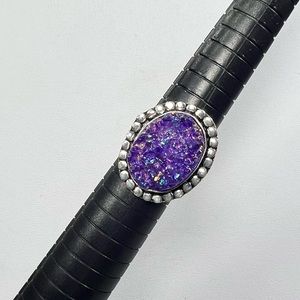 Titanium Druzy 925 Gemstone Ring size 8.5